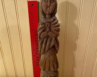 Antique Carved Wood Folk Art Statue Woman on Head Totem BUY NOW https://www.estatesales.net/marketplace/items/612425