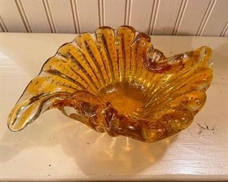 Mid Century Gold Shimmer Bubble Art Glass Bowl BUY NOW https://www.estatesales.net/marketplace/items/612418