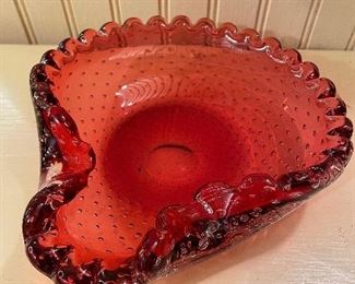 Mid Century Ruby Bubble Blown Art Glass Bowl/Ashtray BUY NOW https://www.estatesales.net/marketplace/items/612417