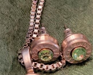 Shot gun earrings and pendant