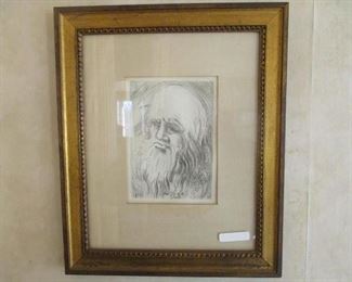 Salvador Dali etching, Leonardo Da Vinci