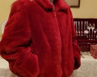 Red fur jacket