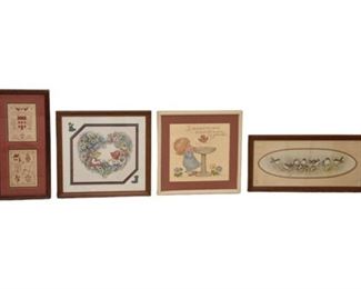 11.Four 4 Framed Vintage Artworks