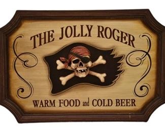 13.THE JOLLY RODGER Painted Wooden Sign