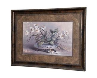 34.Decorative Framed Floral Print Illegibly Signed