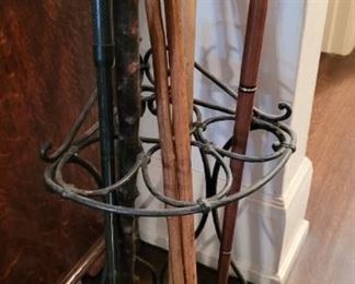 Vintage canes and umbrella stand
