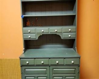 Antique Green Painted Farmhouse Style Cupboard
