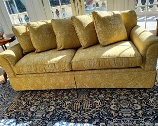 Beautiful Luxurious Fairington Mahogany Grey Duck Feather Euro Down Sofa Couch