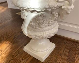 Beautiful Rama and Garland Glazed Porcelain and Biscuit Urn
