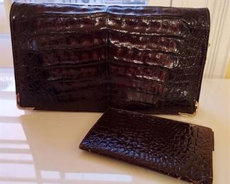 Brown Alligator Purse with Matching Billfold