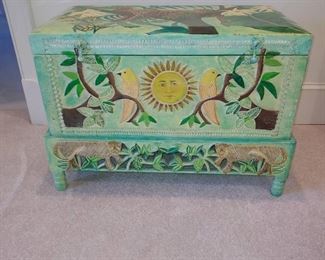 Colorful Hand Painted Art de Mexico Banket Chest Trunk