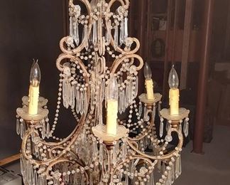 Gorgeous Glass Crystal and Brass Chandelier