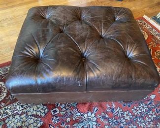 Ralph Lauren Tufted Leather Writers Club Ottoman