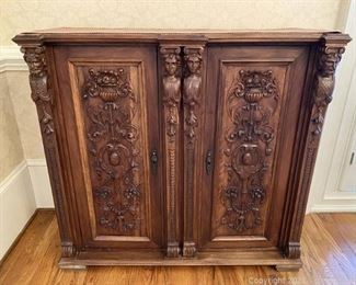 Stunning Antique Baroque Oak Cabinet