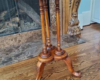 Vintage Ornate Wooden Three Legged Side Table