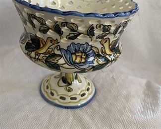 Vintage Portuguese Pottery Vase Beautiful Handpainted