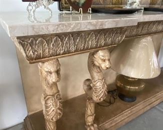 Entry Table Marble top Lions