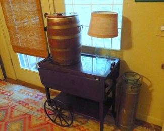 Nice vintage wooden rolling tea or bar cart