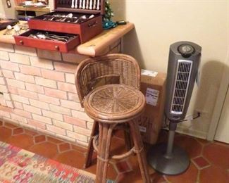 New in Box Lasko fans and great banboo/ratan barstool 