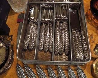 Sensational and LARGE set of Ralph Lauren "Equestrian Braid" flatware & corn holders