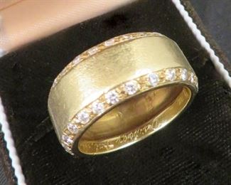 Very wide and HEAVY 18K gold and diamond men's wedding band