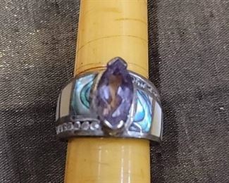 Sterling silver and amethyst ladies ring