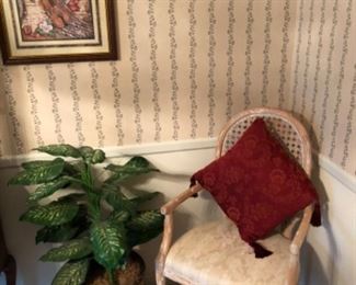 Upholstered Side Chair, Artificial Palm