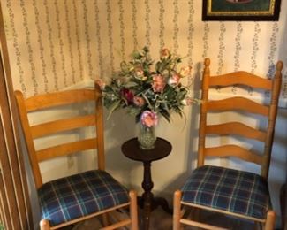Upholstered Side Chairs, Small Round Wooden Side Table