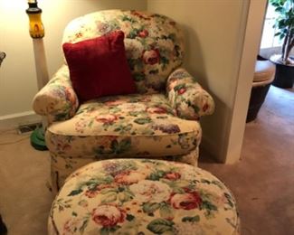 Upholstered Chair and Ottoman; Lighthouse Floor Lamp