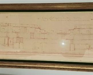 French revolution warship reproduction reproduction print.  Framed and glazed 
 These look like blueprints from is a warfare ship builder for a set of 2 ships.  They must be a reproduction because I have never seen or heard of any larger than 17 by 22.    

