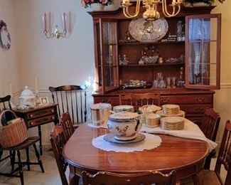 Pennsylvania House table/6 chairs $350.00. Caned seats.