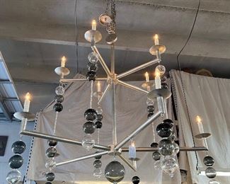 Enormous Modernist Chandelier with Blown Glass Spheres.