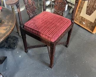 Elaborately Carved Anglo-Indian Corner Chair