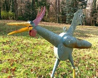 5’ tall by 68” long rooster cast iron lawn art