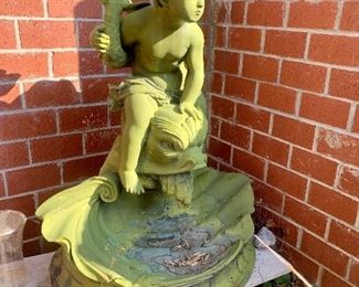 concrete fountain, 40” tall by 33” wide, solid concrete