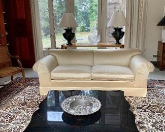 Baker sofa & marble top coffee table with metal base