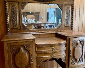 Antique oak sideboard buffet