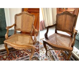 matching pair of French-style cane seats