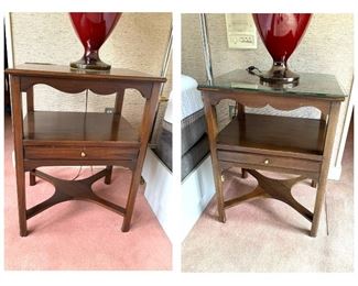 pair of night matching mahogany night stands by Henkel-Harris