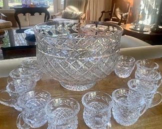 Waterford punch bowl with 12 cups
