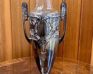 Tall silverplate vase (with glass insert)