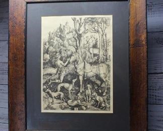 Albrecht Durer Saint Eustace Woodcut Print 19th Century Art Framed Repro