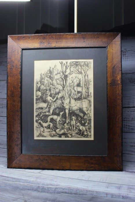 Albrecht Durer Saint Eustace Woodcut Print 19th Century Art Framed Repro