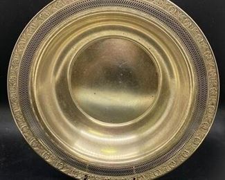 Antique Sterling Silver Serving Bowl Lace Floral Edge 242g tw