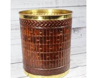Retro Gold Metal Tin Office Trash Can