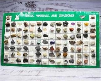 Rocks, Minerals, and Gemstones Identification Chart with Sample Pieces
