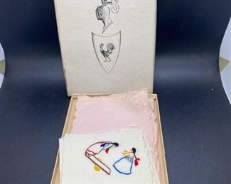 Vintage Embroidered Handkerchiefs Hanky Pocket Square Leacock Cocktail Napkins