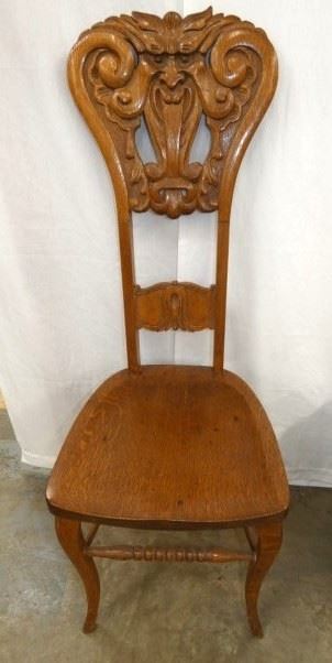 15X43 OAK CHAIR W/ NORTH WIND HEAD