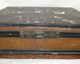 EARLY ORNATE WOODEN TRUNK