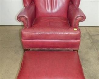 LEATHER PARLOR CHAIR W/ STOOL